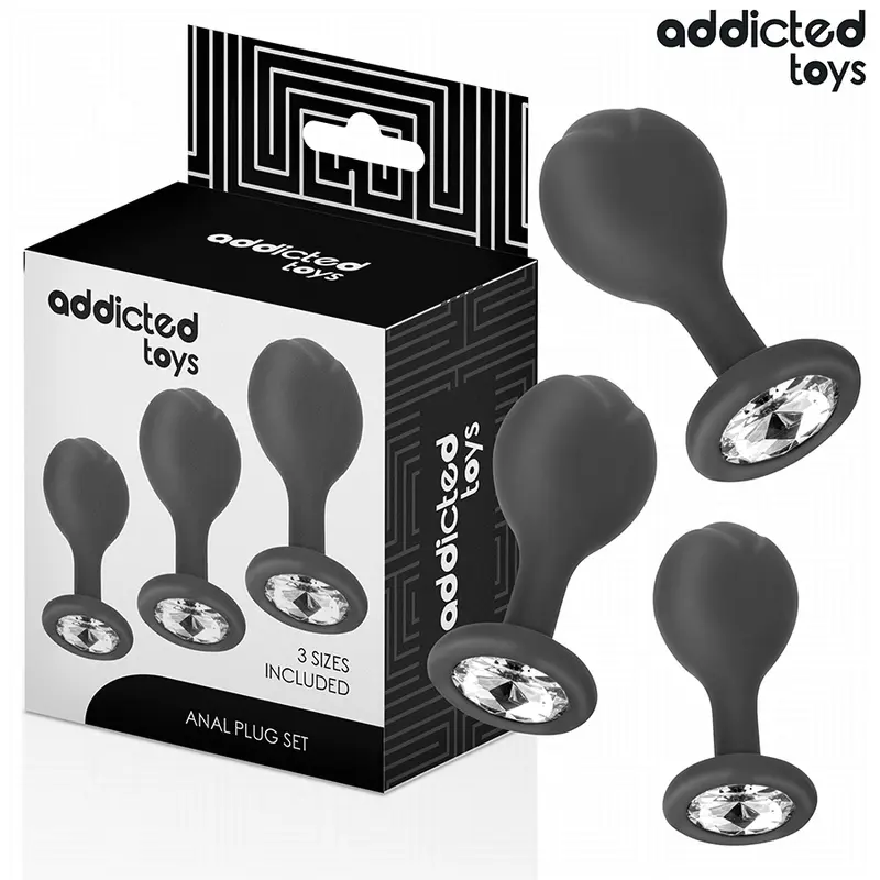 ADDICTED TOYS - SET DI 3 TAPPI ANALI CON GIOIELLO