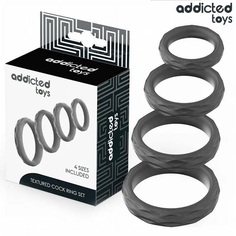 ADDICTED TOYS - SET DI ANELLI PER IL PENE TESTURIZZATI 4 MISURE