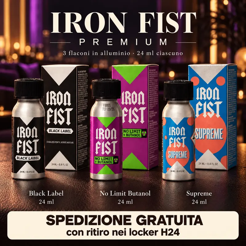 Box Iron Fist Premium - 3 Popper 24ml in Alluminio (Black Label, No Limit Butanol, Supreme)