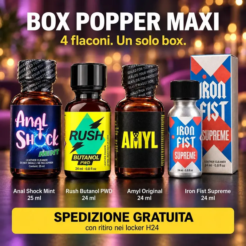 Box Popper Maxi 4x24ml - Spedizione Gratuita (Anal Shock, Rush Butanol, Amyl Original, Iron Fist Supreme)