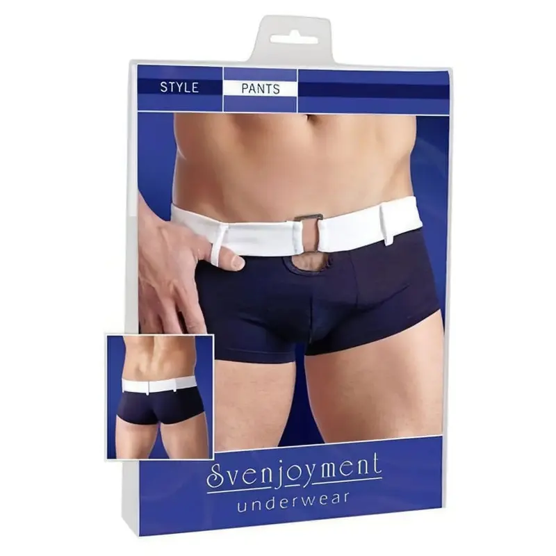 Boxer Blu Con Bordatura Bianca e Passanti – Intimo Uomo