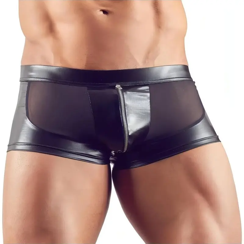 Boxer Uomo Sexy Nero Lucido con Trasparenze – Intimo Uomo