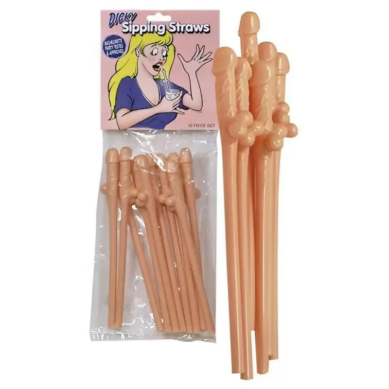 Cannucce a forma fallica color rosa carne - 10 pezzi