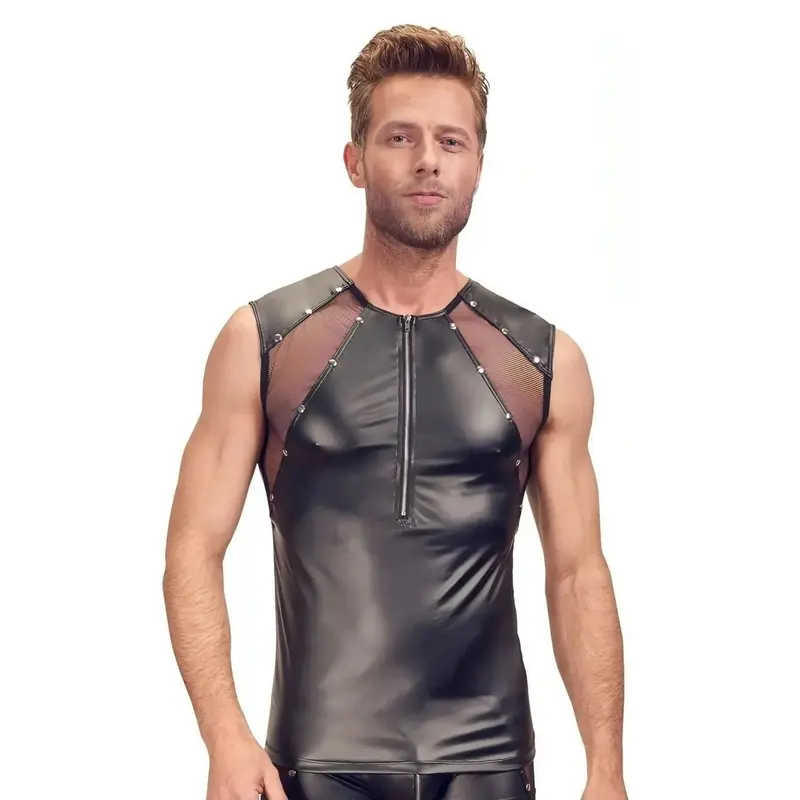 Canotta maschile nera con inserti a rete – Maglia