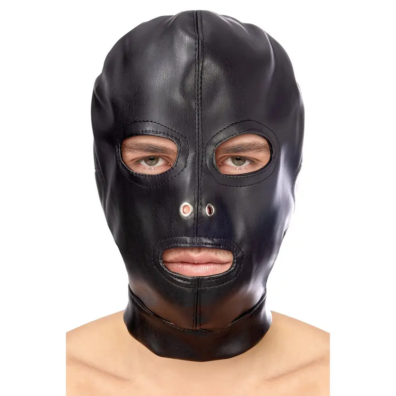 Cappuccio nero BDSM – accessorio per giochi di sottomissione estrema