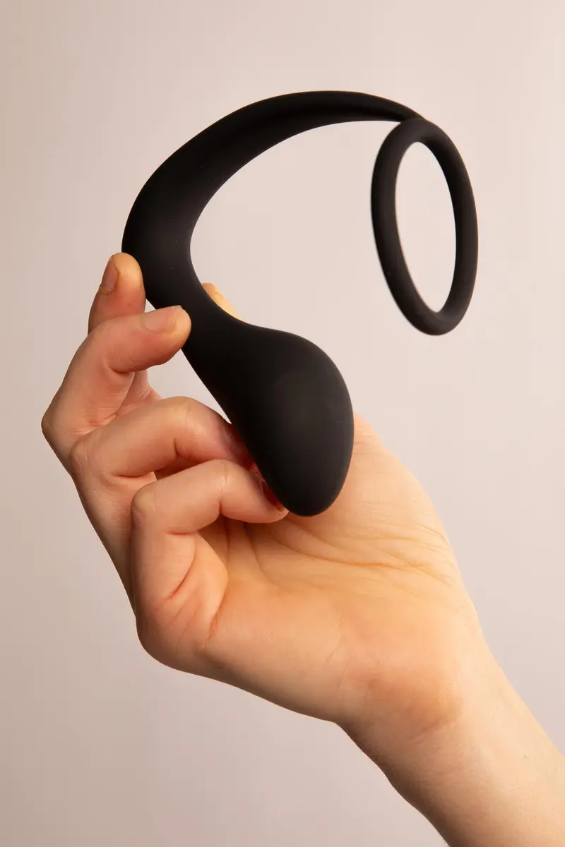 Cock Ring & Plug Anale in Silicone Nero