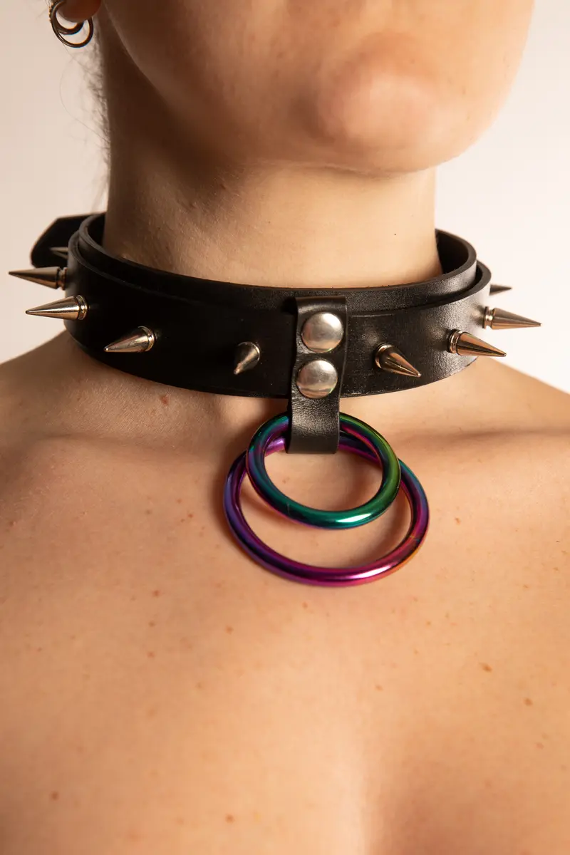 Collare con Borchie in Pelle