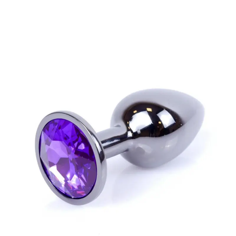 Diamante Anale in Acciaio Cromo Fumé con Gemma Viola