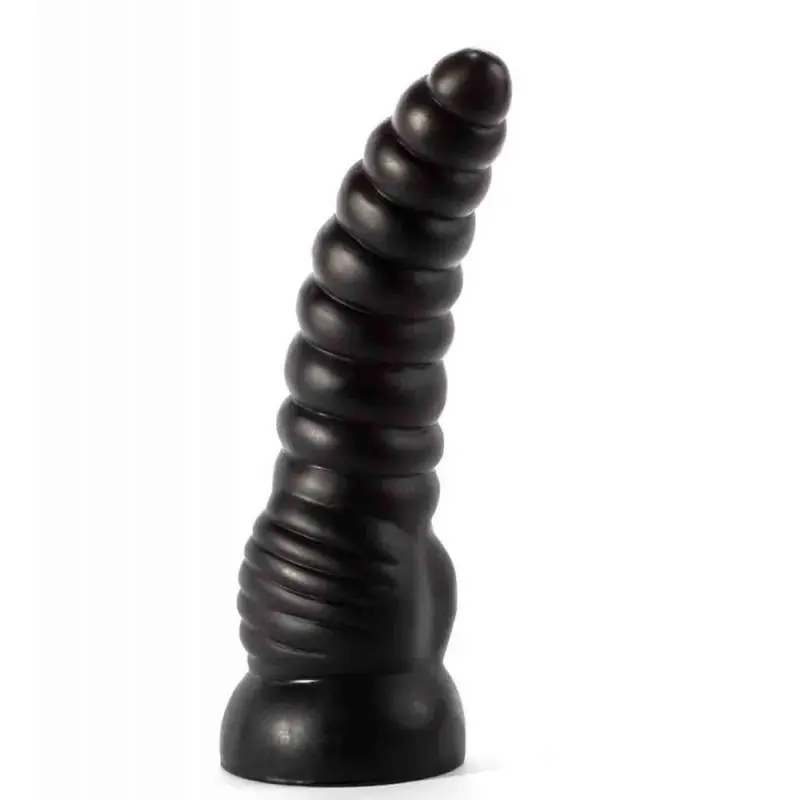 Dildo Nero a rilievi anulari 27.6 cm