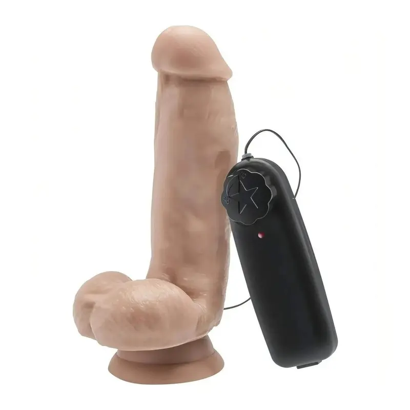 Fallo realistico vibrante con ventosa - 15 cm, Rosa Carne, Multispeed