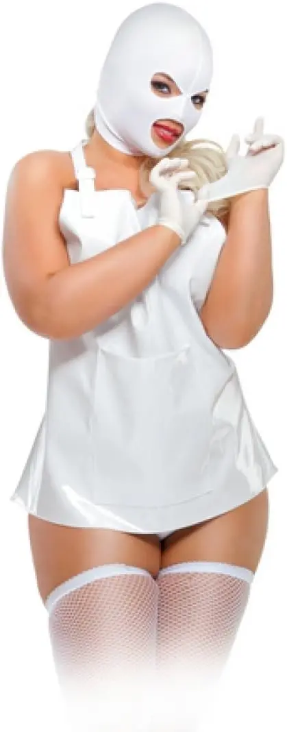 Femme Fatale Outfit Medical Fetish con Cappuccio e Grembiule – Costume