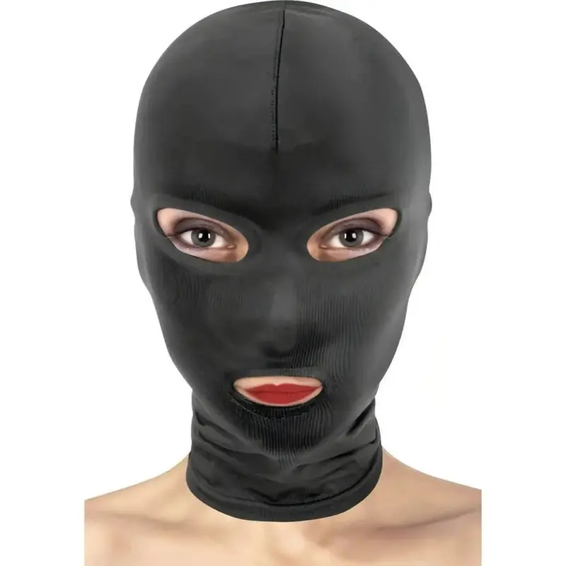 Fetish Tentation Cappuccio nero open mouth and eyes