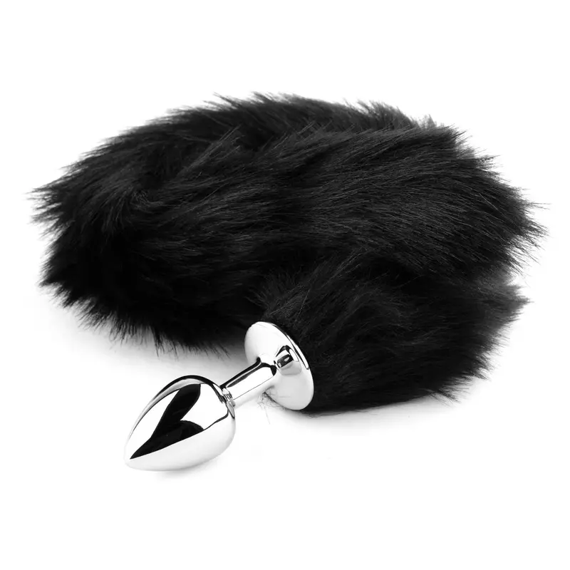 Fox Tail Nera con Plug in Acciaio – Plug Anale con Coda