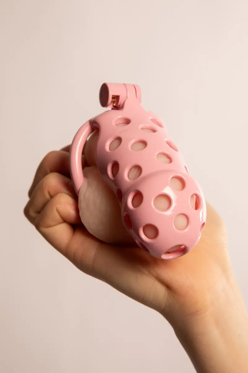 Gabbia per Pene Regolabile in Plastica Rosa