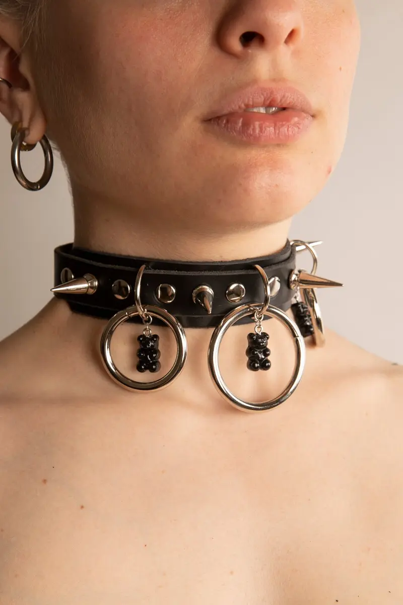 Gummy Princess Collare con Borchie e Anelli Nero