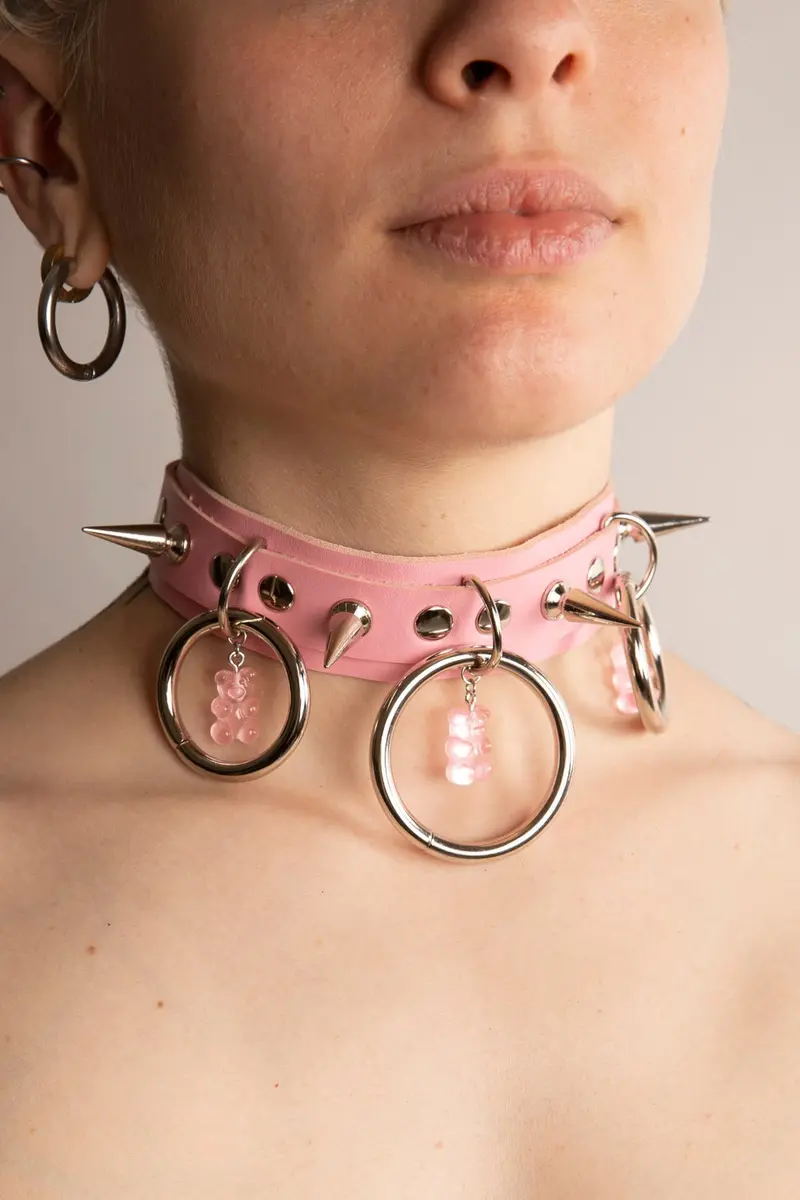 Gummy Princess Collare con Borchie e Anelli Rosa