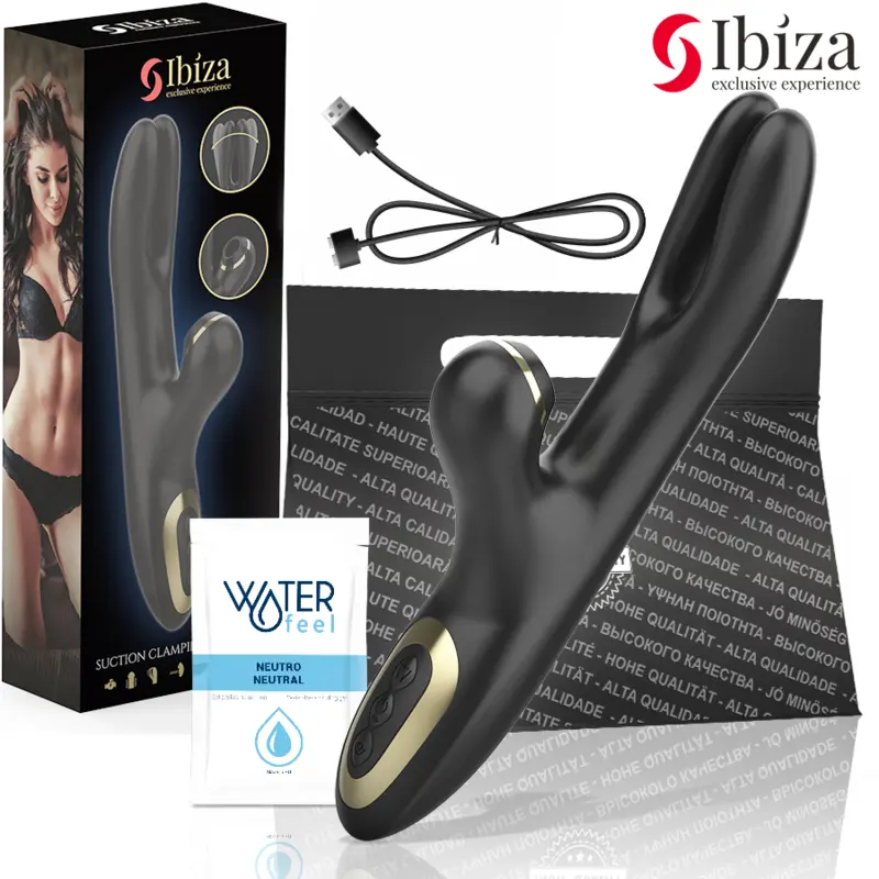 IBIZA - DOPPIO VIBRATORE BLOCCAGGIO NERO