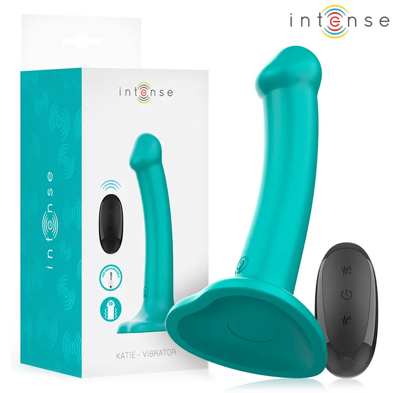 INTENSE - KATIE VIBRATORE CON VENTOSA 10 VIBRAZIONI TELECOMANDO BLU