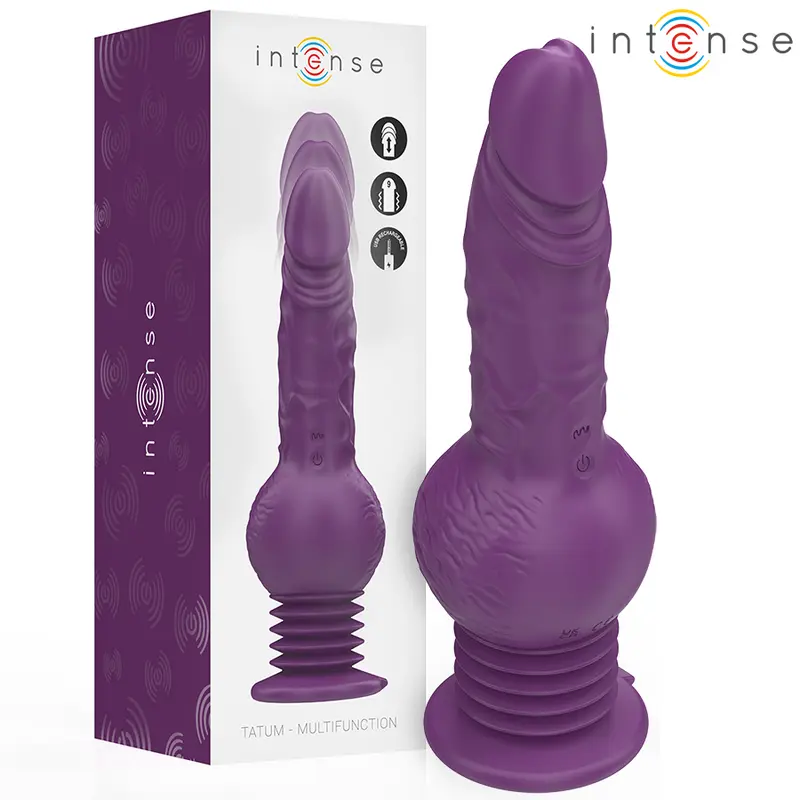 INTENSE - VIBRATORE MULTIFUNZIONE TATUM CON VIBRAZIONE SU E GIÙ 24 CM VIOLA