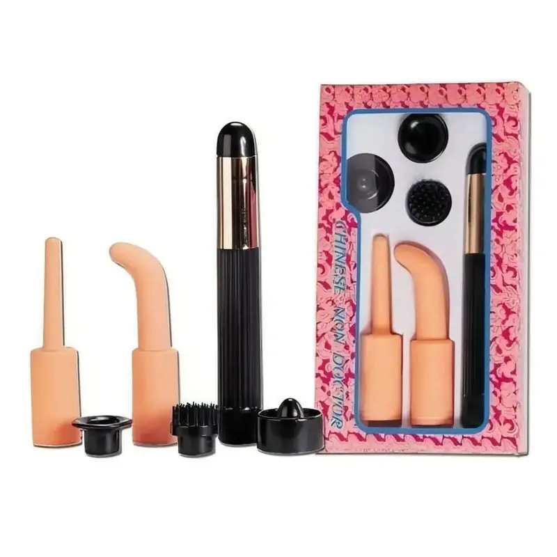 Kit Sex Toy - Vibratore Classico con Testine, Cappucci Intercambiabili