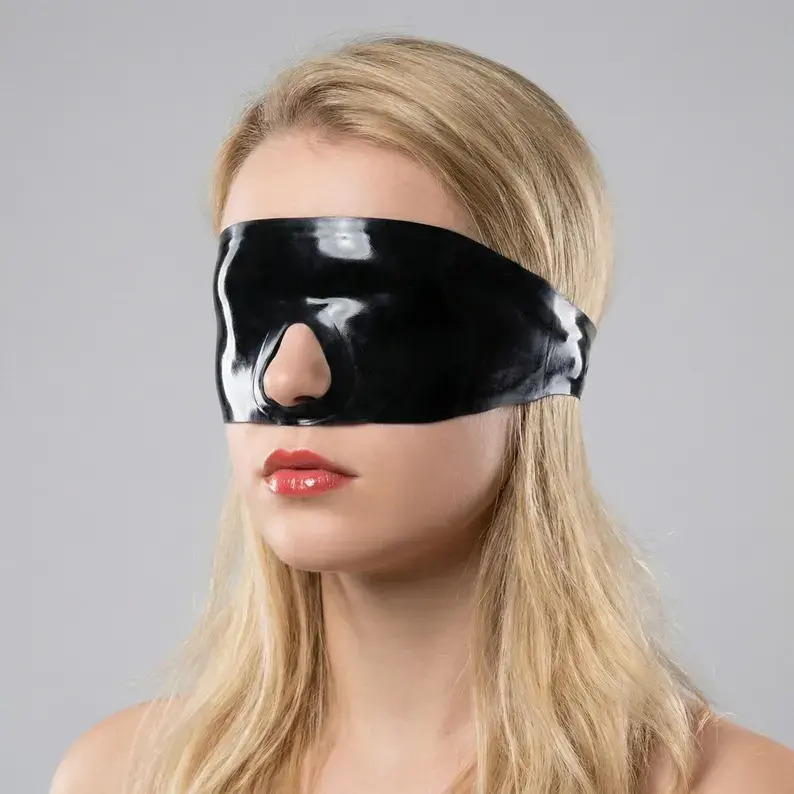 Latex Eye Blindfold with Metal Snap Closure - Various Colors