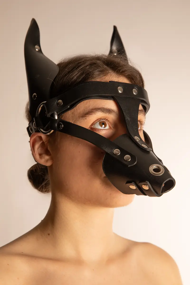 Maschera Puppy Dog con Orecchie in Pelle