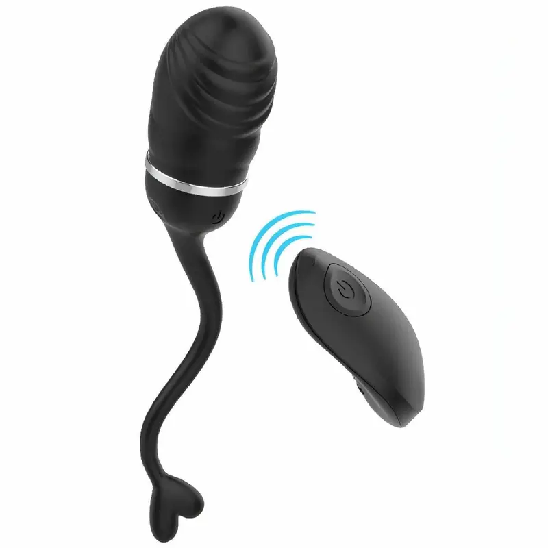 Ovulo Vibrante Wireless in Silicone con 10 modalità di vibrazione - Ricaricabile, Nero, Silicone