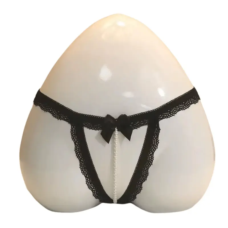 Perizoma con fiocco e perline clitoridee sexy taglia unica elegante