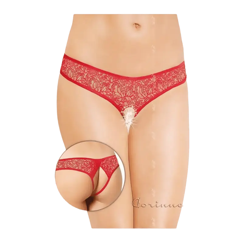 Perizoma in Pizzo Rosso con Taglio Open – Culotte