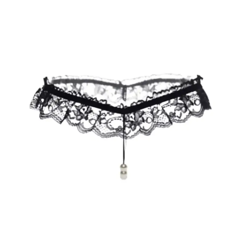 Perizoma pizzo con pendente perlato sexy nero rosso bianco