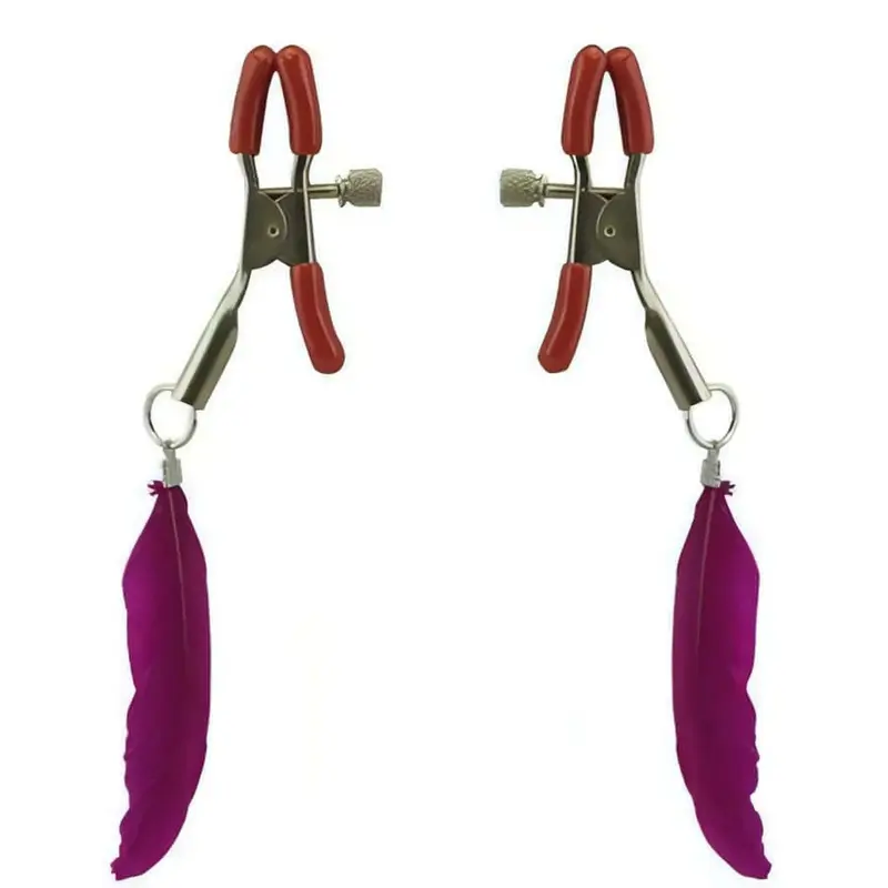 Pinze per Capezzoli con Piuma Viola – Eleganza e Desiderio Soft