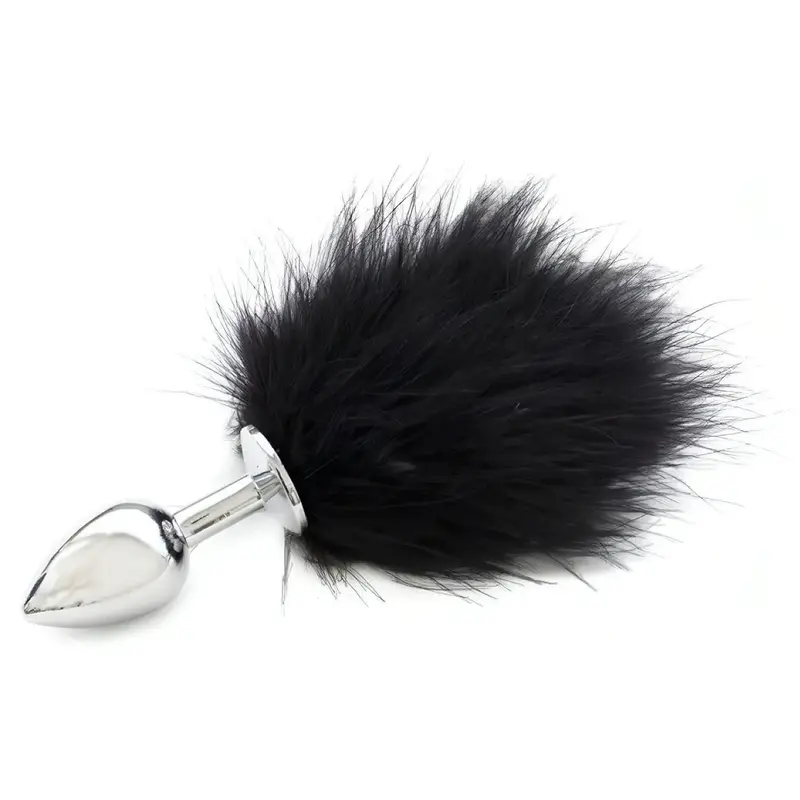 Plug Anale PomPom Nero – Metallo e Fetish Soft, Taglia S