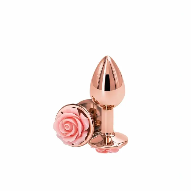 Plug Anale Rose Gold Con Rosa alla base – Plug Anale Gioiello