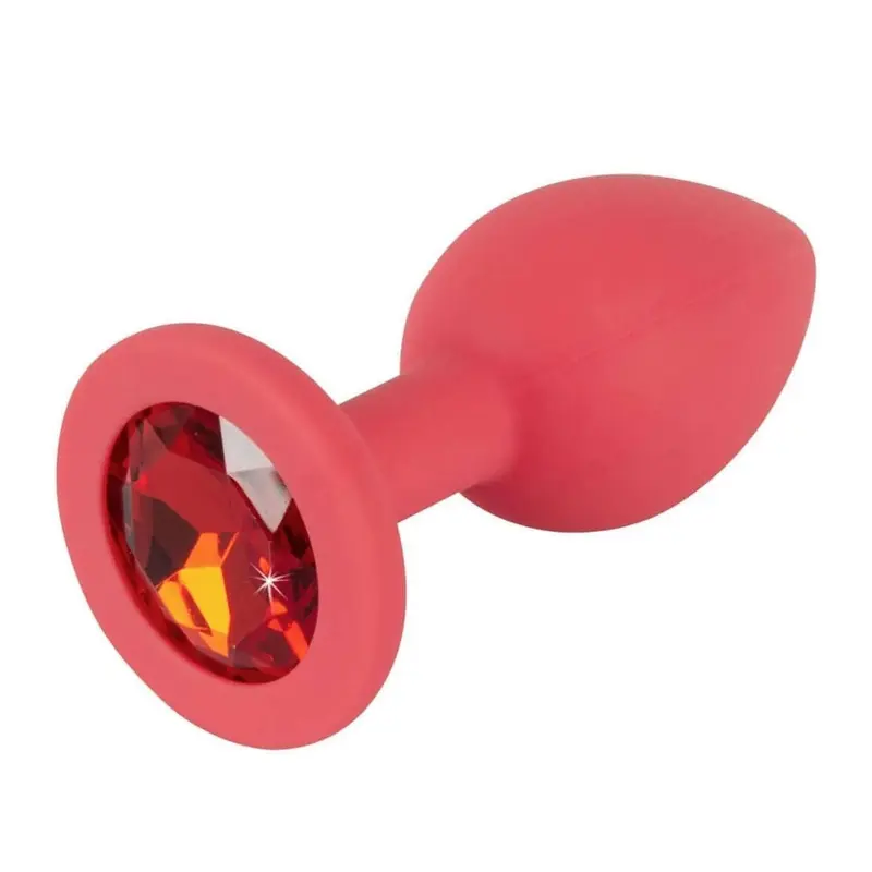 Plug Anale Silicone Rosso con Diamantino – Eleganza e Comfort