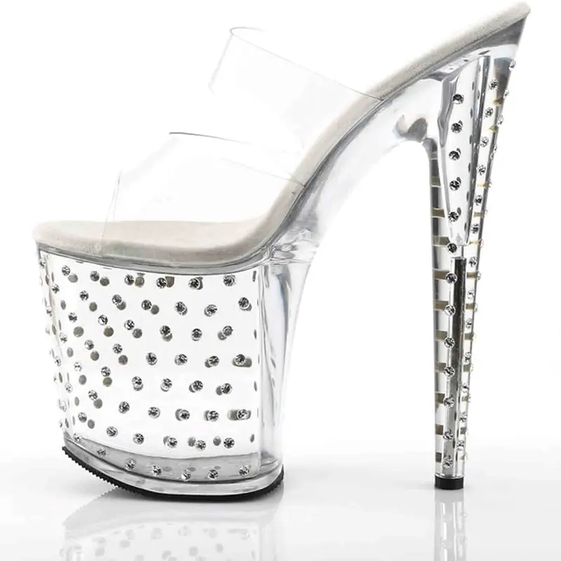 Sandalo Stardust Con Strass Plateau Trasparente Tacco 18