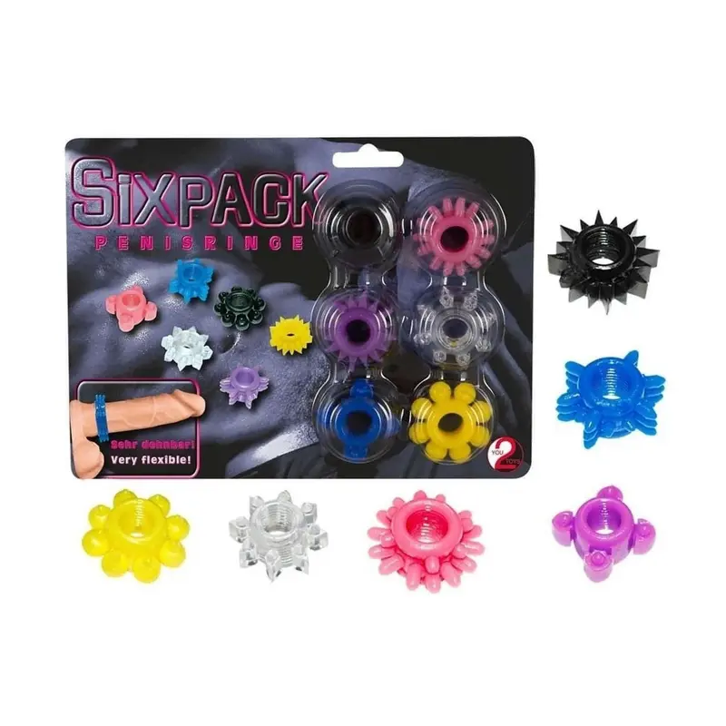 Set 6 anelli fallici colorati elasticizzati