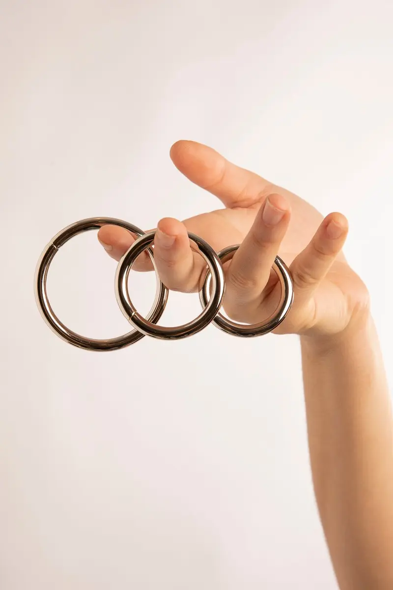 Set Cock Rings in Metallo 3pz Argento