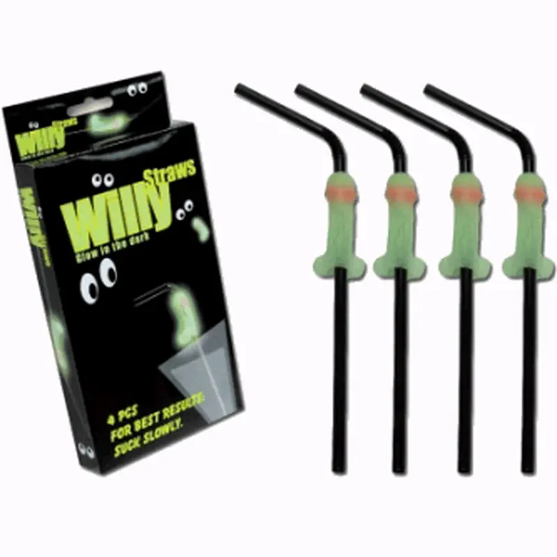Set di 4 cannucce con peni fluo – Gadget Scherzoso