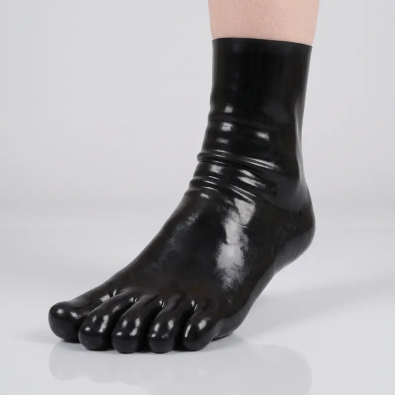 Short Latex Toe Socks | Ankle-High Five-Toe Latex Socks