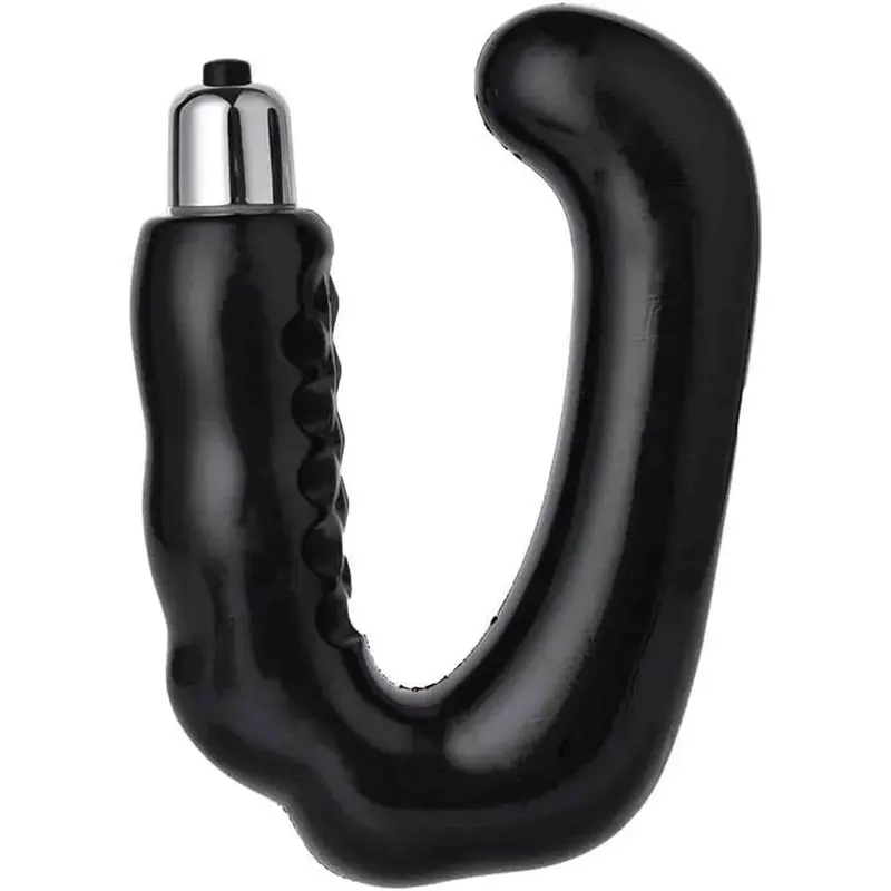 Stimolatore prostatico ricurvo nero con vibrazione potente