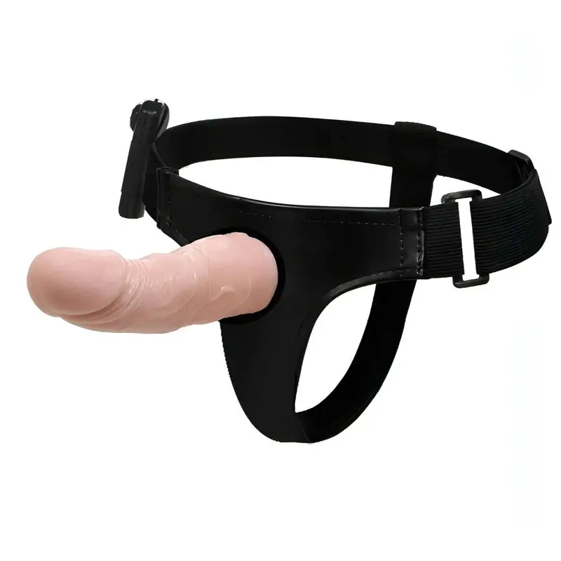 Strap-On Hollow con Vibrazione - Rosa Carne