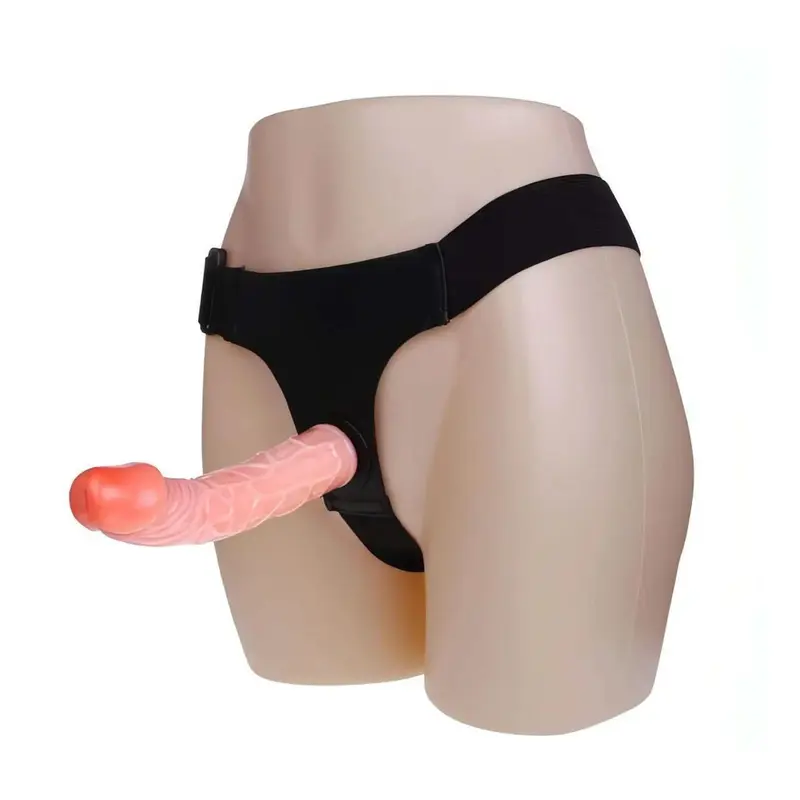 Strap-On realistico in TPR morbido con cintura in cuoio resistente - 19.8 cm Ø 4.2 cm, Rosa Carne