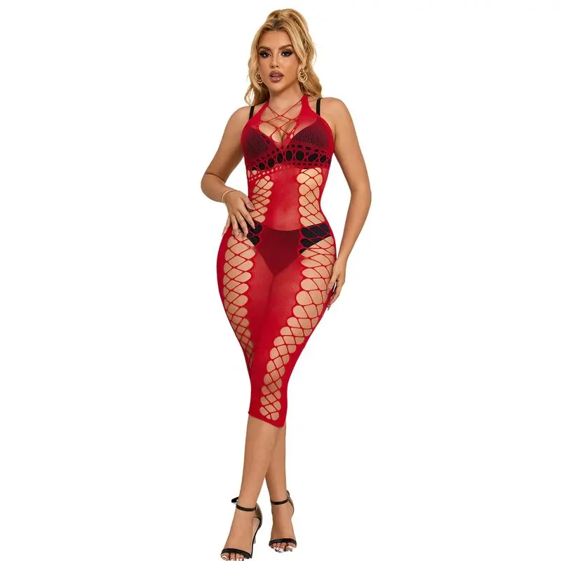 SUBBLIME - 952327 VESTITO LUNGO A RETE ROSSO TAGLIA UNICA