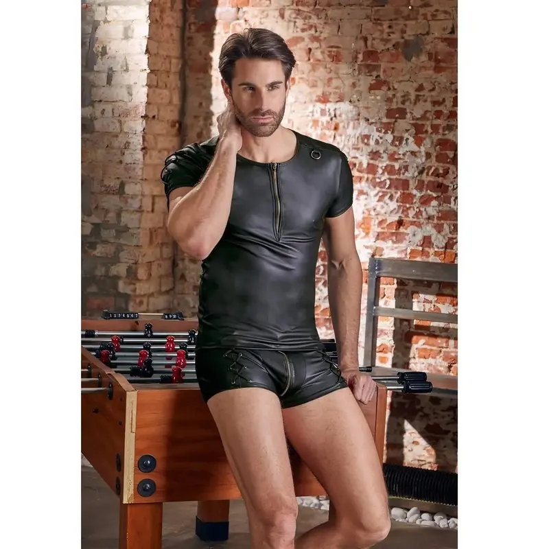 T-Shirt Uomo Sexy Con Cerniera Sul Petto