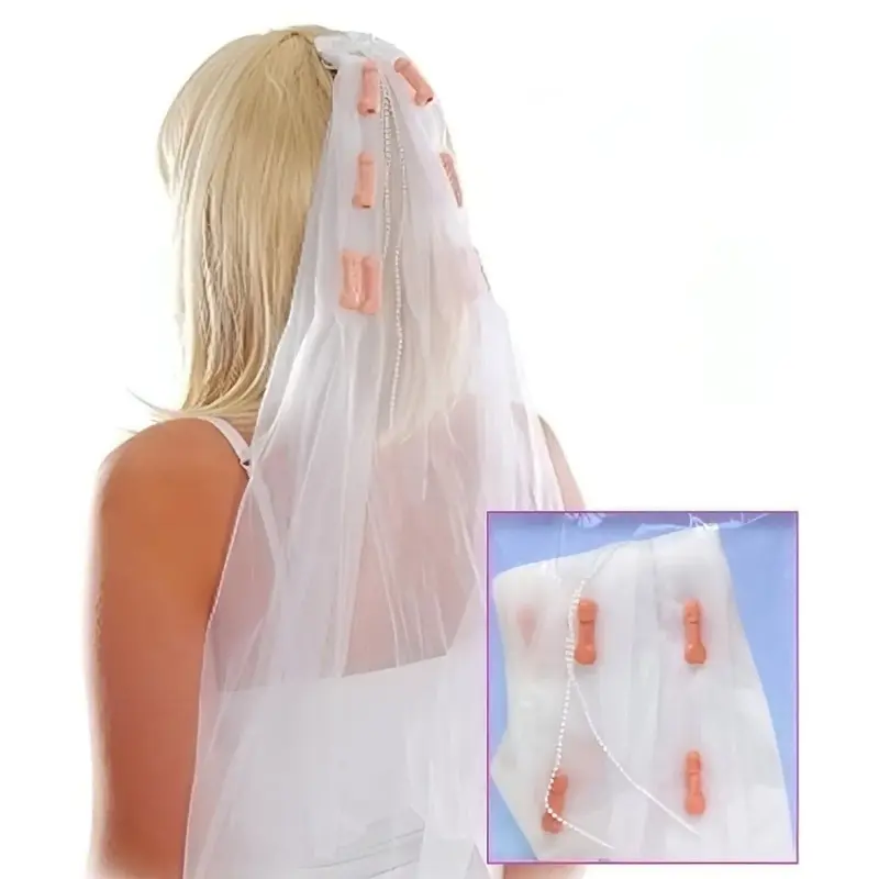 Velo da sposa bianco con pisellini rosa carne – Gadget Scherzoso