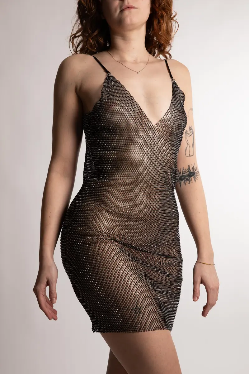 Vestito Corto con Cristalli
