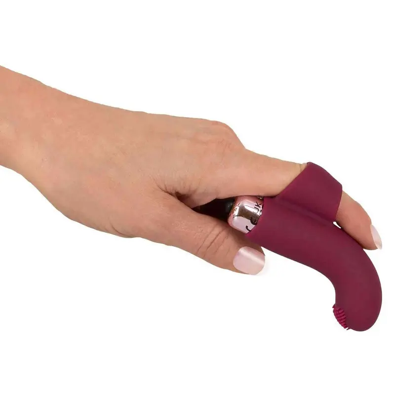 Vibratore da dita in silicone bordeaux – piccolo e vibrante