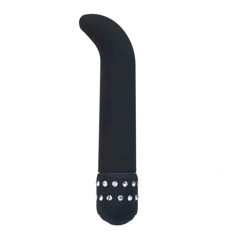 Vibratore Punto-G in silicone 15 cm con diamanti  - Multispeed, Nero