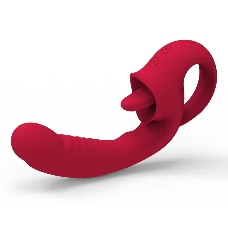 Vibratore Vaginale e Clitorideo Con Lingua e Impugnatura
